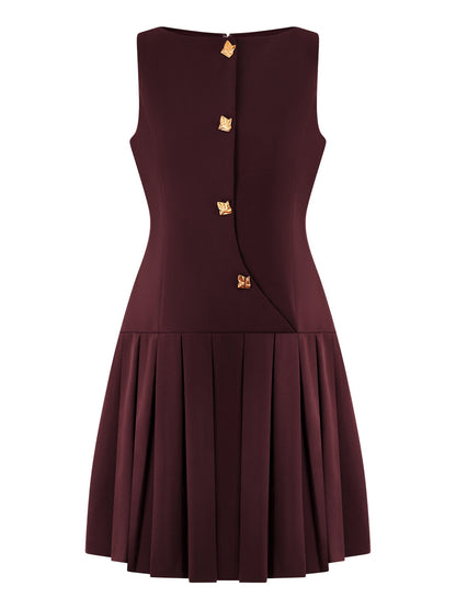 Women's V-Neck Sleeveless High Waist Ruched Mini Dress – Black, Wine Red, Royal Blue