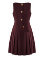 Women's V-Neck Sleeveless High Waist Ruched Mini Dress – Black, Wine Red, Royal Blue