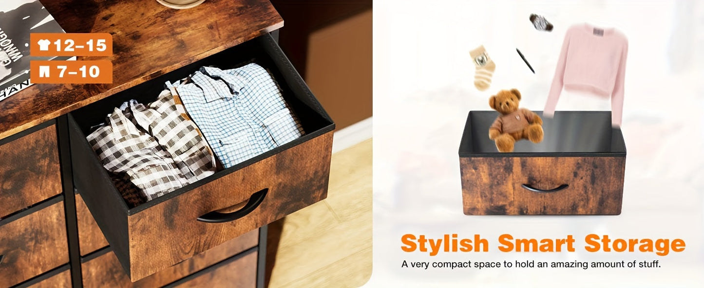 8 Drawer Dresser Storage Organizer Fabric Drawers Chest Bedroom Hallway Unit