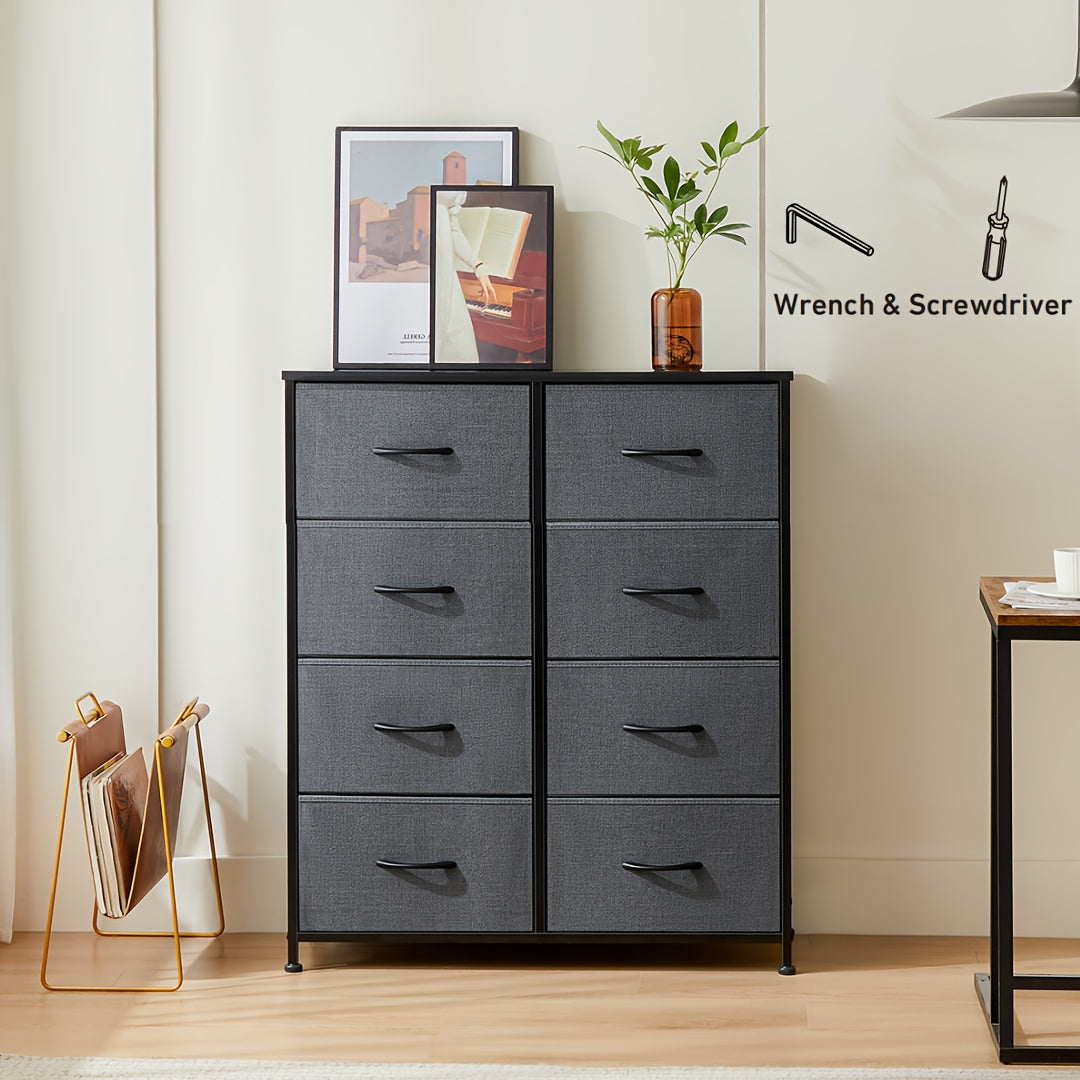 8 Drawer Dresser Storage Organizer Fabric Drawers Chest Bedroom Hallway Unit