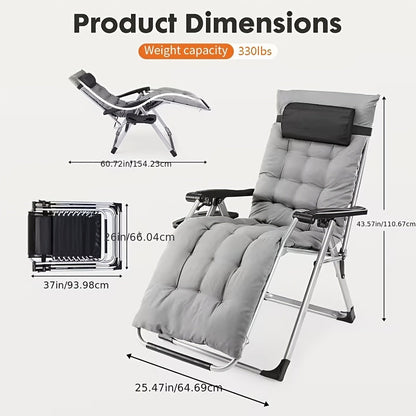Zero Gravity Recliner Chair Foldable Patio Lounge w/Cup Holder & Cushion