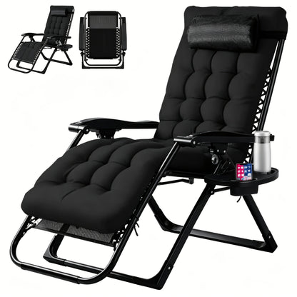 Zero Gravity Recliner Chair Foldable Patio Lounge w/Cup Holder & Cushion