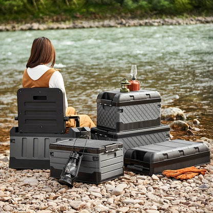 Foldable Camping Stool with Backrest & Storage Bag Portable Fishing Seat Outdoor Chair