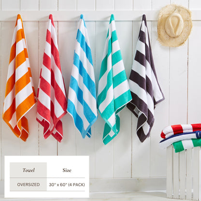 Cotton Velour Cabana Stripe Beach Towel - Novia Collection