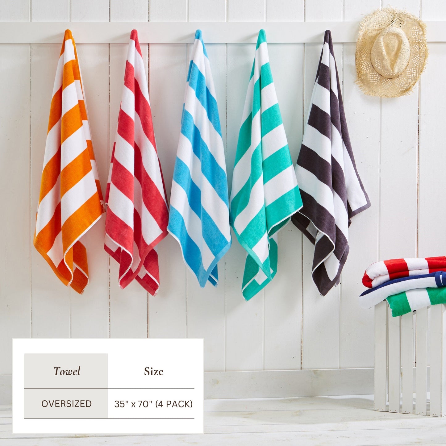 Cotton Velour Cabana Stripe Beach Towel - Novia Collection