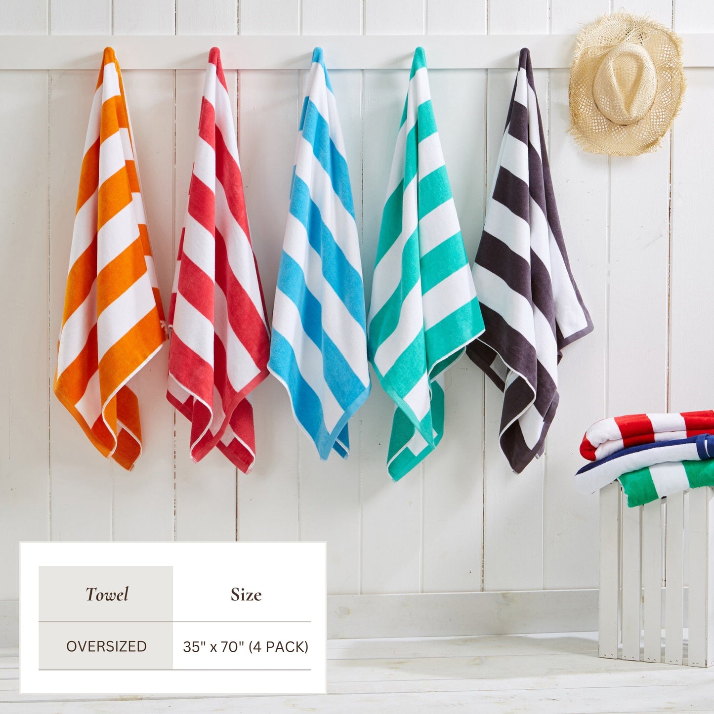 Cotton Velour Cabana Stripe Beach Towel - Novia Collection