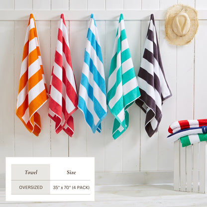 Cotton Velour Cabana Stripe Beach Towel - Novia Collection