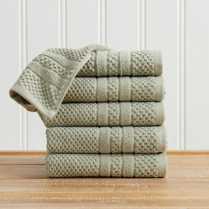 100% Cotton Checkered Jacquard Bath Towel Set - Giuliana Collection