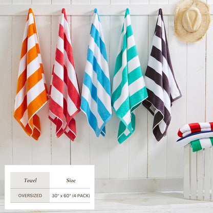 Cotton Velour Cabana Stripe Beach Towel - Novia Collection