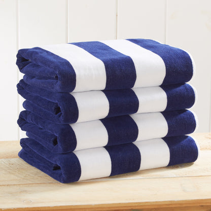 Cotton Velour Cabana Stripe Beach Towel - Novia Collection