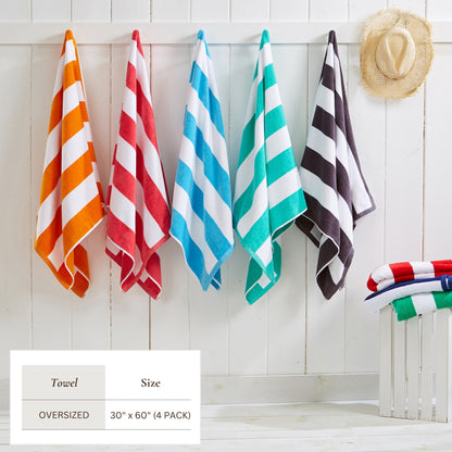 Cotton Velour Cabana Stripe Beach Towel - Novia Collection