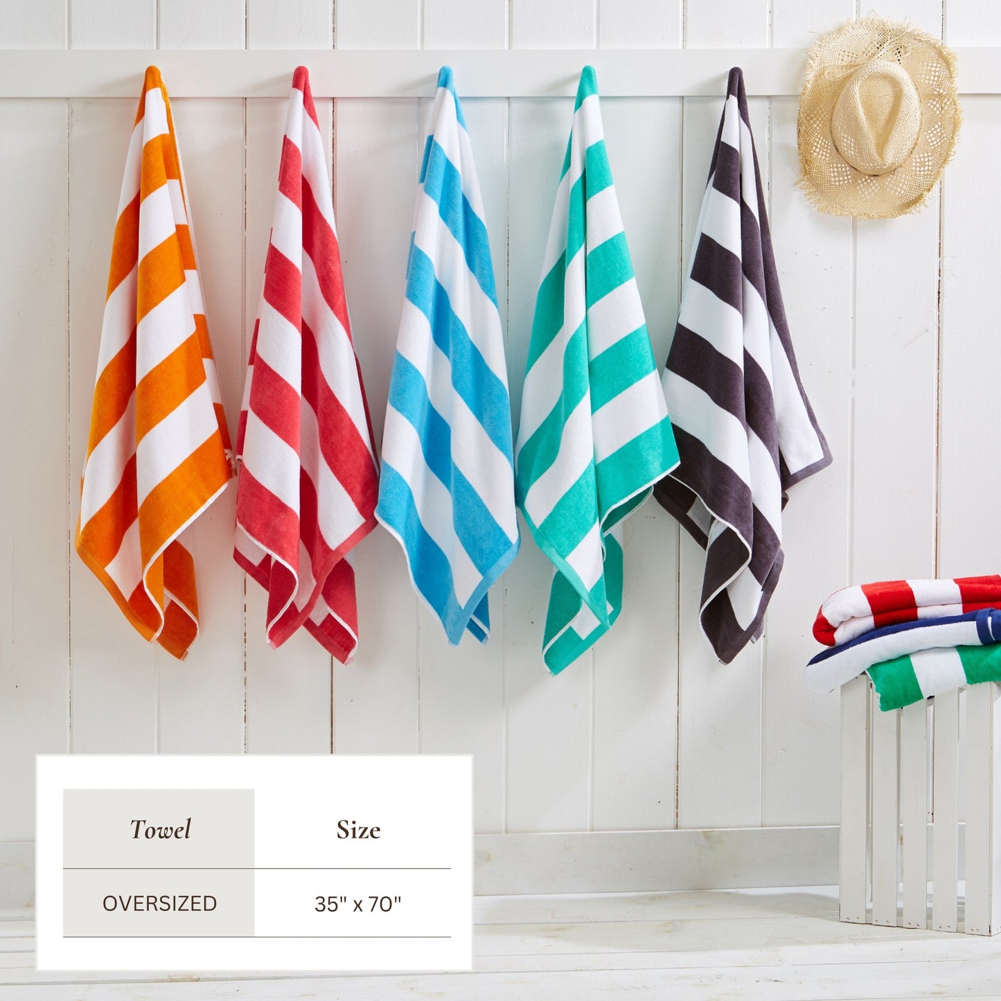 Cotton Velour Cabana Stripe Beach Towel - Novia Collection