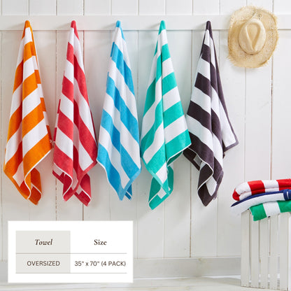 Cotton Velour Cabana Stripe Beach Towel - Novia Collection